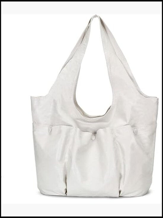 Handbags - Large Hobo Shoulder Bag Slouchy Tote Handbag Multi-Pocket Vegan Leather